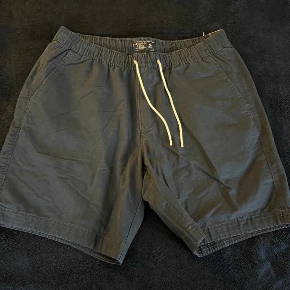 Abercrombie & Fitch Mens XL Black Pull-On Drawstring Chino Shorts New With Tags